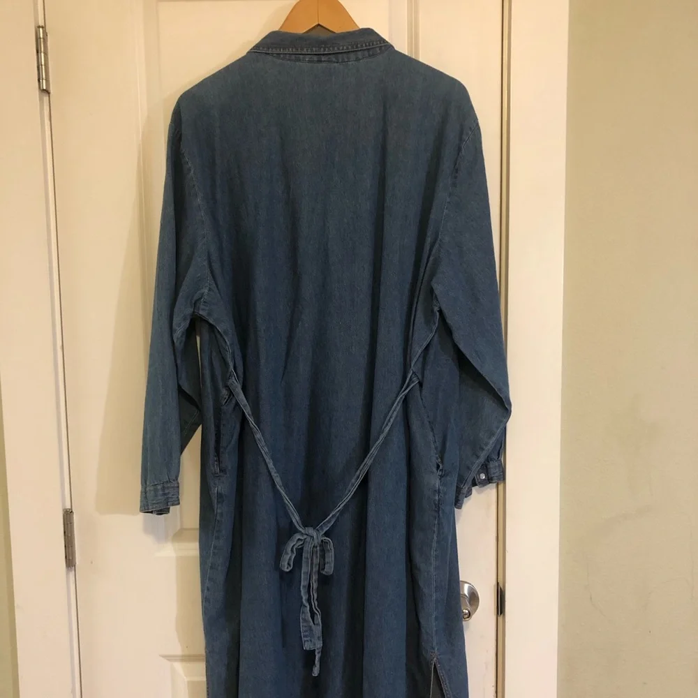 Roaman's Denim Midi Ruffle Front Dress 3X EUC - Host Pick 10/13/25 - Picture 2 of 16